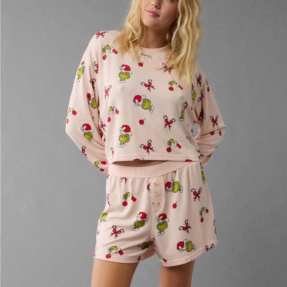 Aerie Bow Plush PJ Set in XS